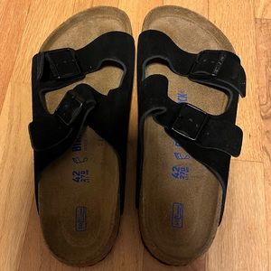 Men’s Black suede Leather size 9 (42) Birkenstock sandal - new & unused (no box)